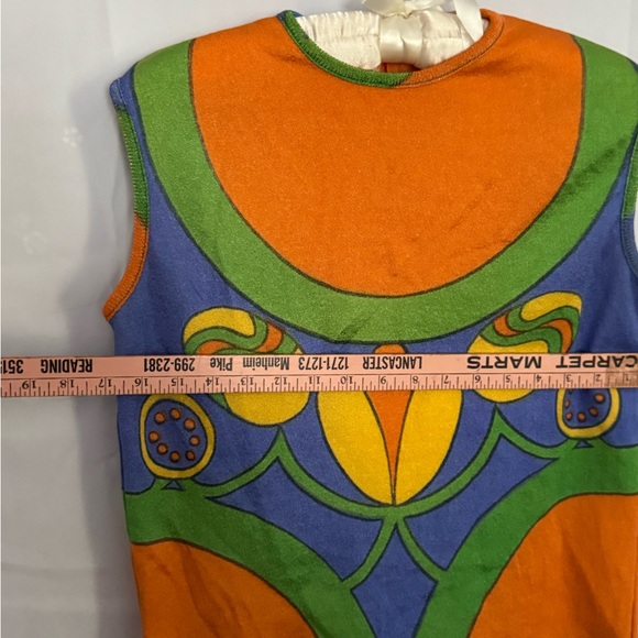 Vintage Lady Van Heusen Colorblock 70’s Sleeveless Floral Mod Mid So Cool - Picture 8 of 15